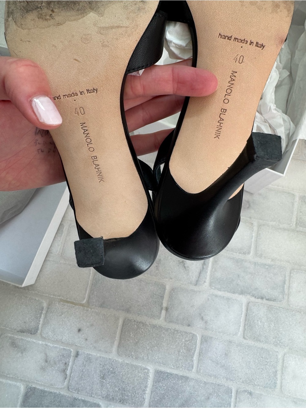 Manolo Blahnik Black Leather Callasli heel - Picture 6 of 12